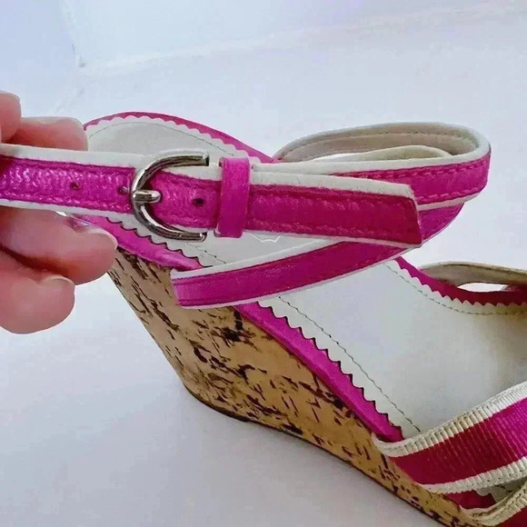 y2k Vintage Coach Barbie Pink Strappy Wedges Heels Sandals Women's Size 6.5 US - Picture 5 of 11